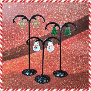 Christmas-Themed Glitter‎ and Pearlescent Earrings Set (NWOT)